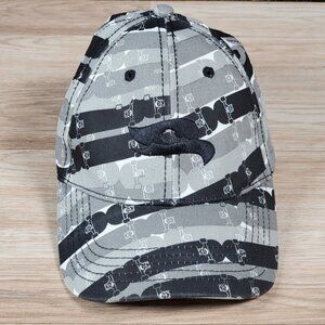 Tony Hawk Hat Cap Gray Black All Over Print Stretch Fit Embroidered Skater